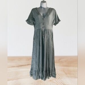 Chic Light Blue Ruffle V-Neck Dress | Size S on You | Casual Summer Mini